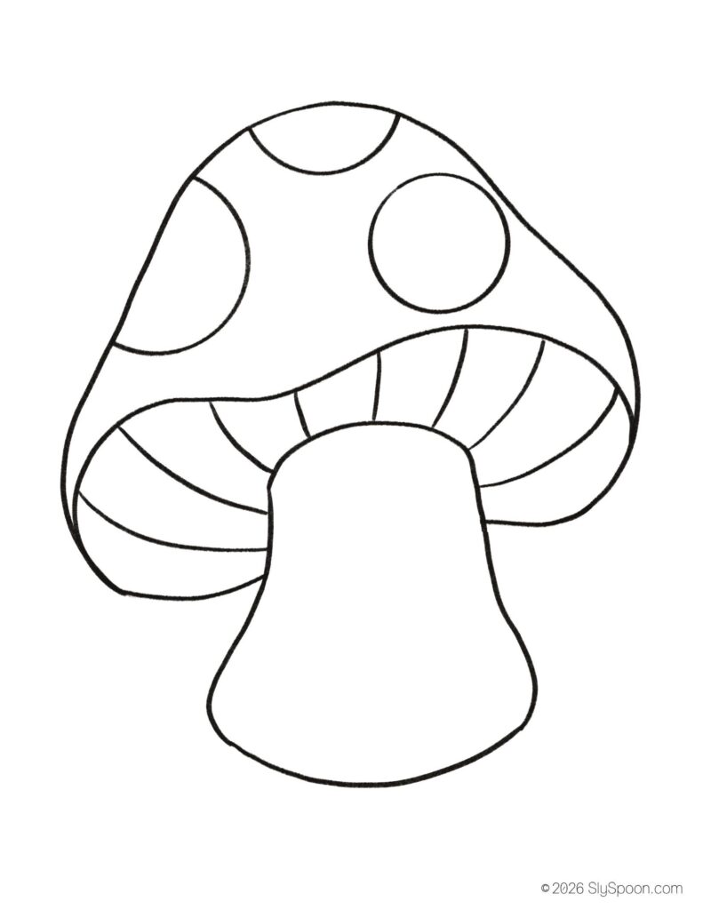 St. Patrick’s Day mushroom coloring page for kids, free printable holiday worksheet for preschool and kindergarten