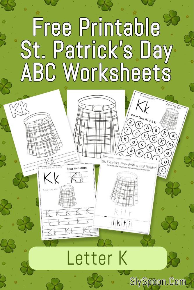 Free Printable St. Patrick's Day Themed Letter K Tracing & Dot Marker Worksheets