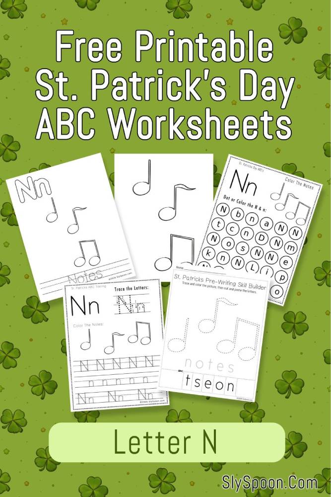 Free Printable St. Patrick's Day Themed Letter N Tracing & Dot Marker Worksheets