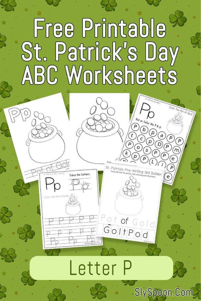 Free Printable St. Patrick's Day Themed Letter P Tracing & Dot Marker Worksheets