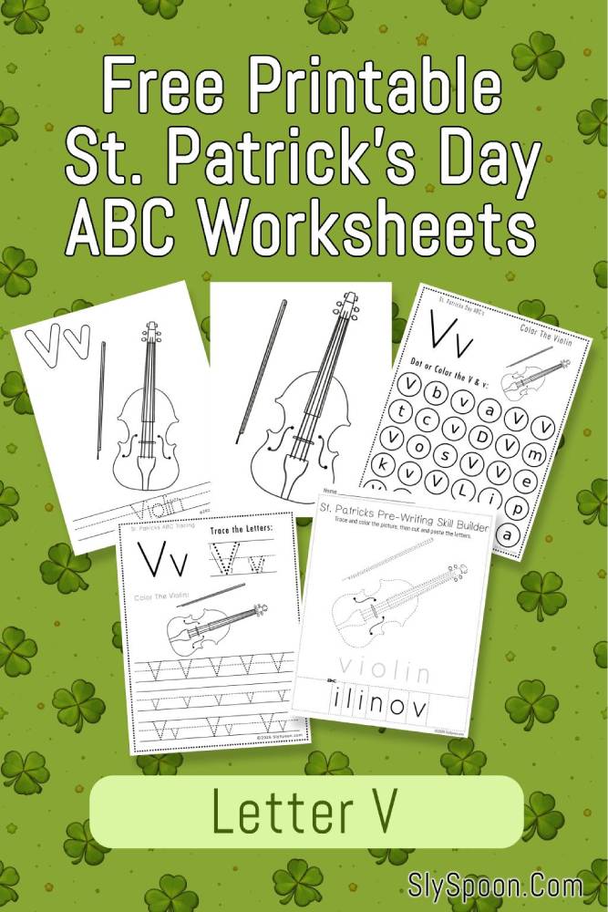 Free Printable St. Patrick's Day Themed Letter V Tracing & Dot Marker Worksheets
