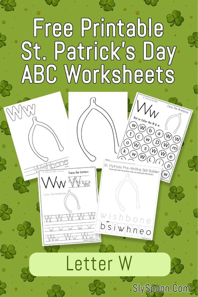 Free Printable St. Patrick's Day Themed Letter W Tracing & Dot Marker Worksheets