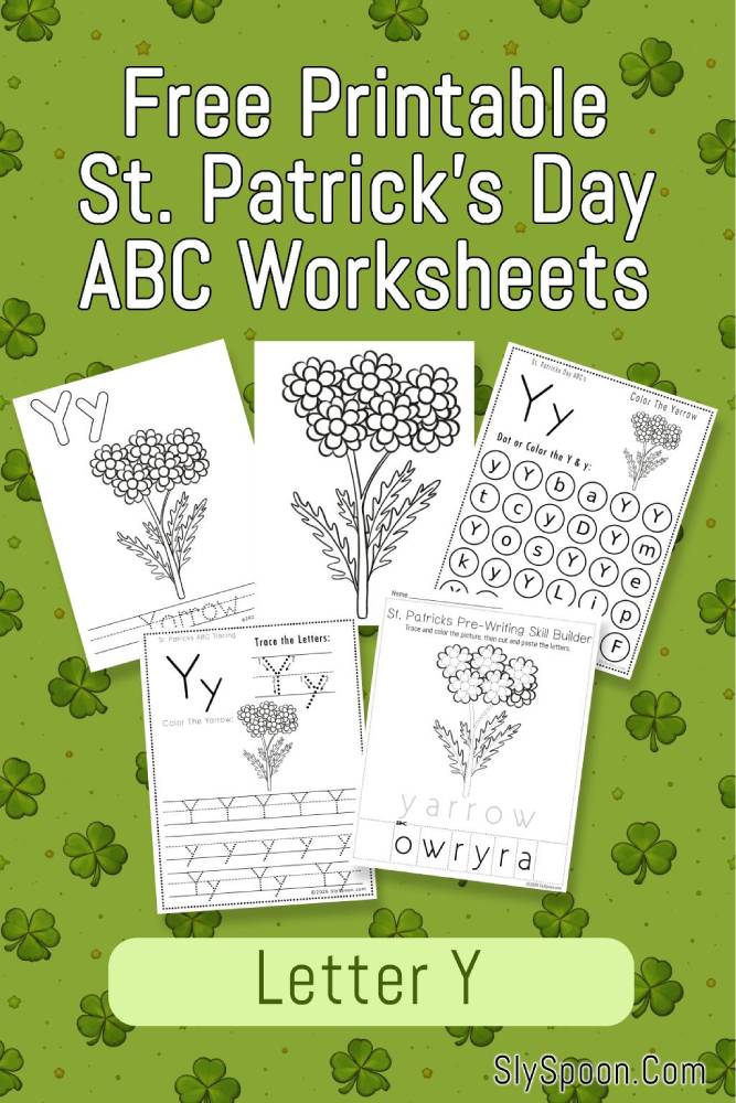 Free Printable St. Patrick's Day Themed Letter Y Tracing & Dot Marker Worksheets