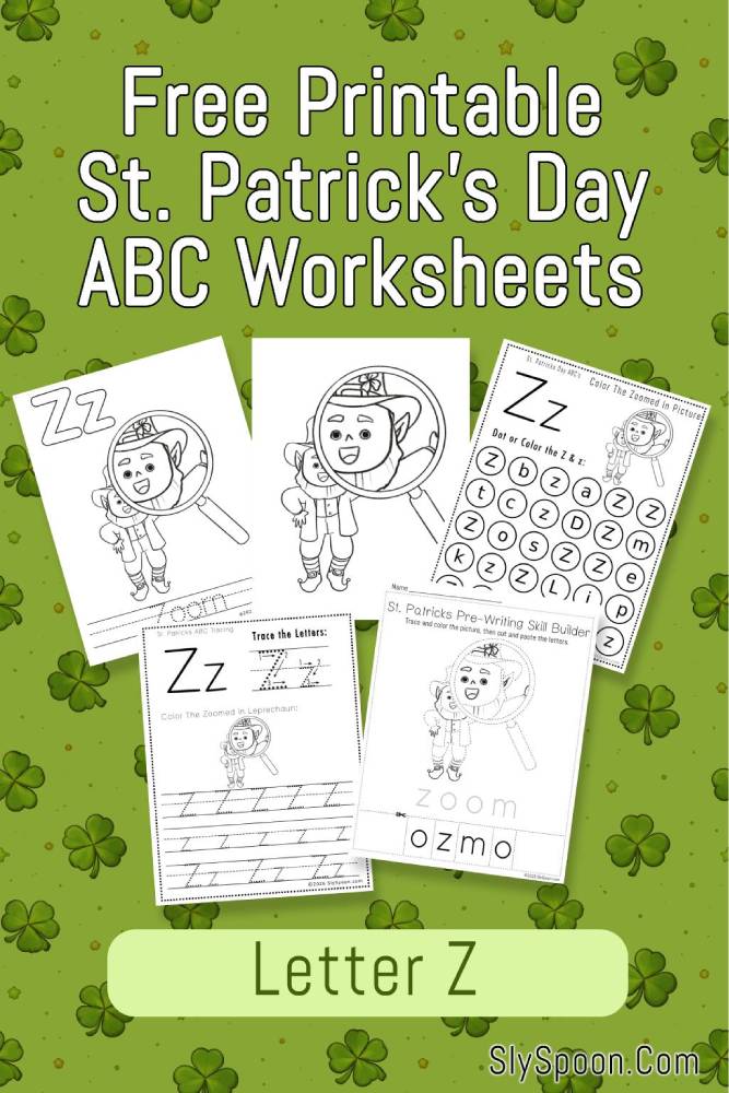 Free Printable St. Patrick's Day Themed Letter Z Tracing & Dot Marker Worksheets