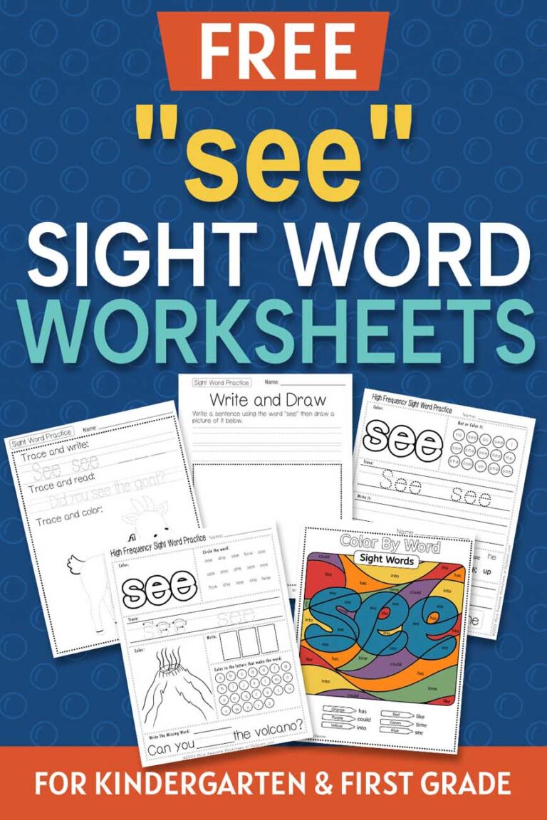 Free Printable “See” Sight Word Worksheets for Kindergarten & First Grade
