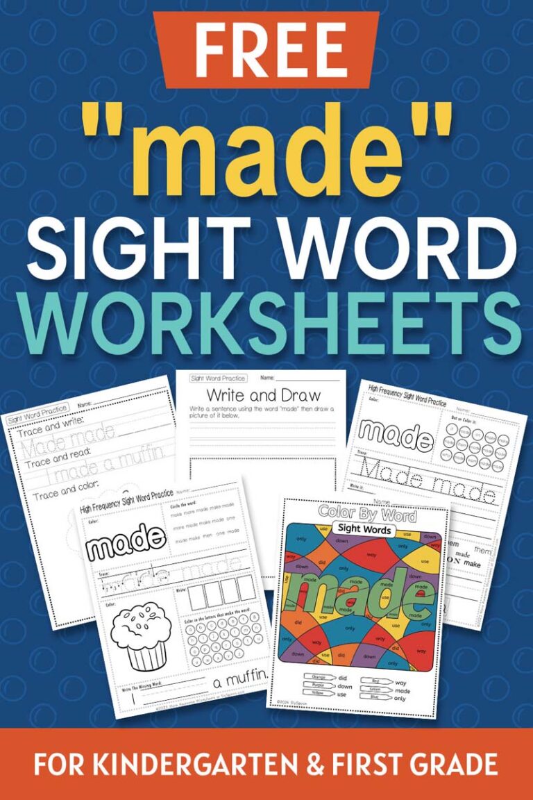Free Printable “Made” Sight Word Worksheets for Kindergarten & First Grade