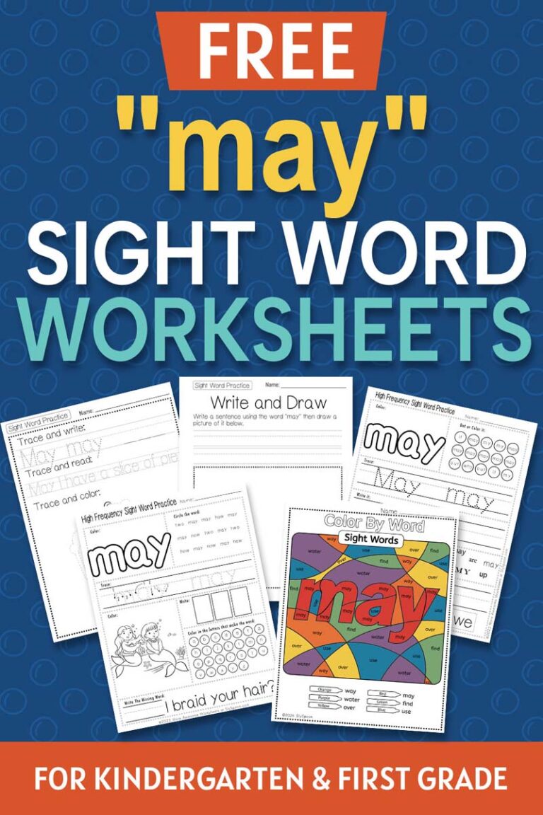 Free Printable “May” Sight Word Worksheets for Kindergarten & First Grade