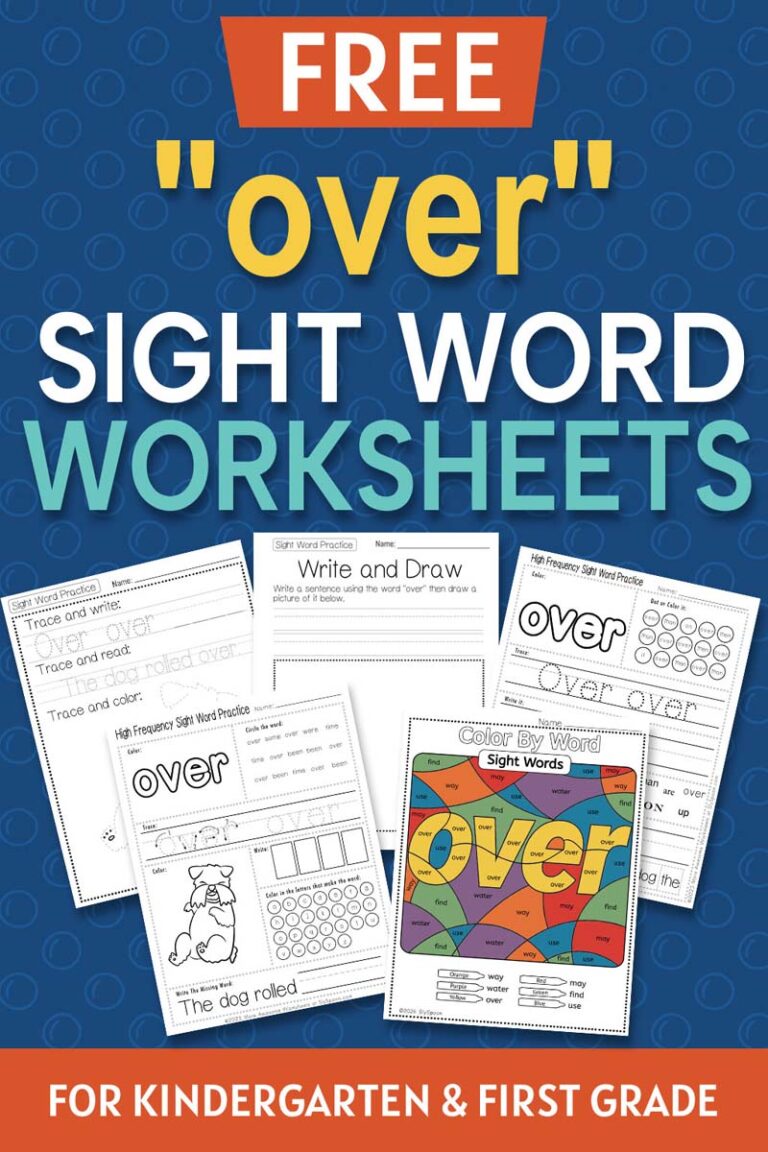Free Printable “Over” Sight Word Worksheets for Kindergarten & First Grade