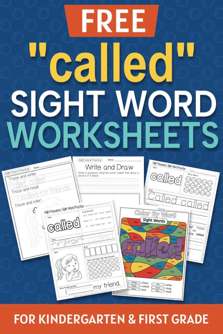 Free Printable “Called” Sight Word Worksheets for Kindergarten & First Grade