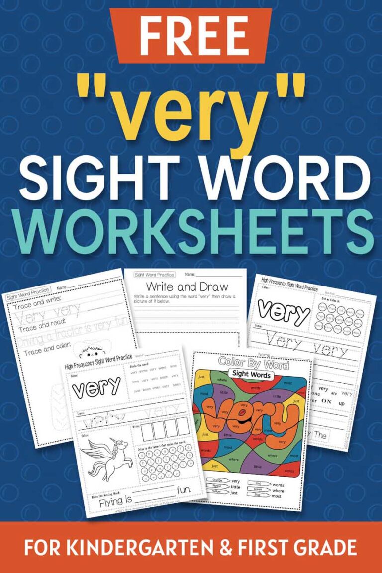 Free Printable “Very” Sight Word Worksheets for Kindergarten & First Grade