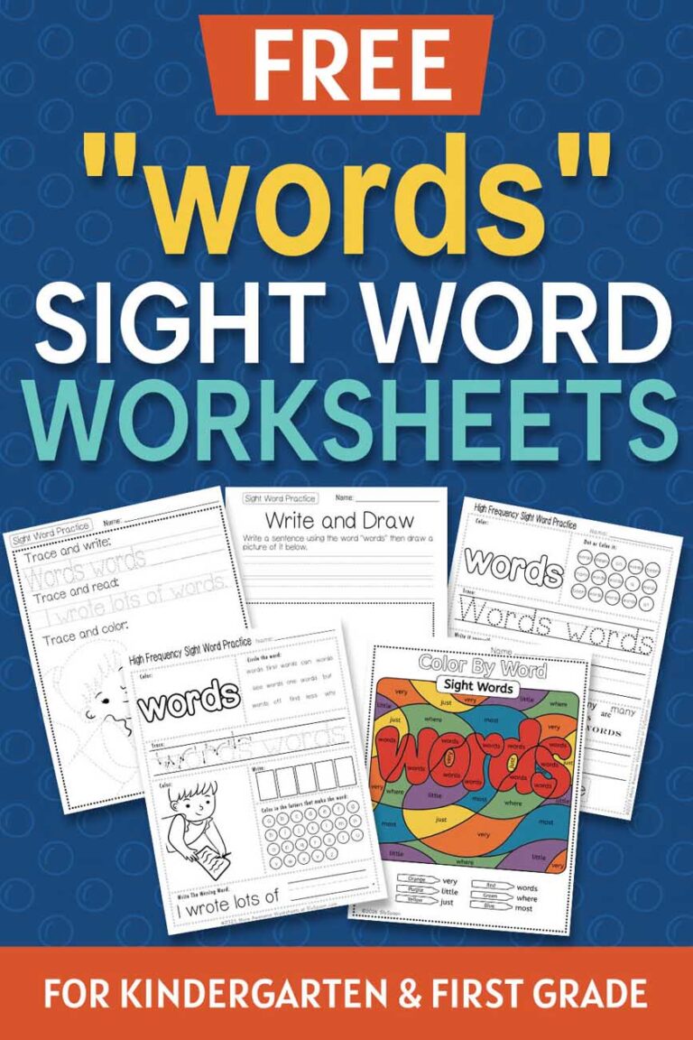 Free Printable “Words” Sight Word Worksheets for Kindergarten & First Grade