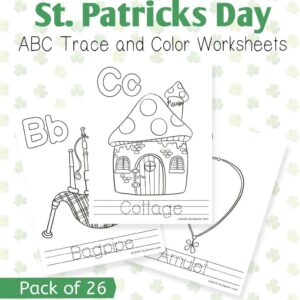 St. Patrick’s Day Alphabet Color & Trace Pages A–Z | Holiday Coloring & Letter Practice