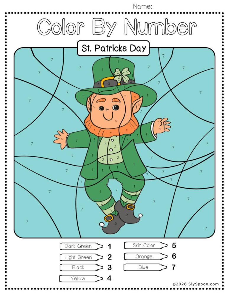 10 Free Printable St. Patrick’s Day Color by Number Worksheets for Kids ...