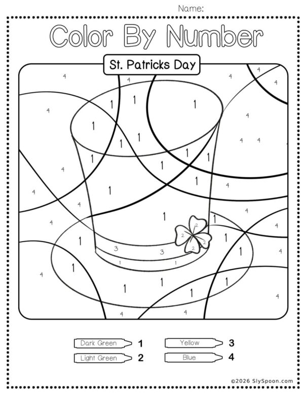 10 Free Printable St. Patrick’s Day Color by Number Worksheets for Kids ...
