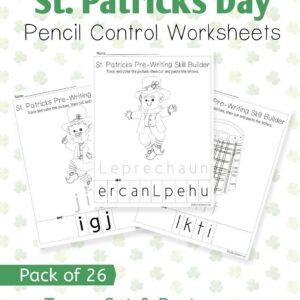 St. Patrick’s Day Alphabet Worksheets A–Z | Trace, Color, Cut & Paste Letter Activities