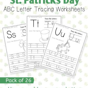 St. Patrick’s Day Letter Tracing Worksheets A–Z | Upper & Lowercase Alphabet Practice (26 Printable Pages)