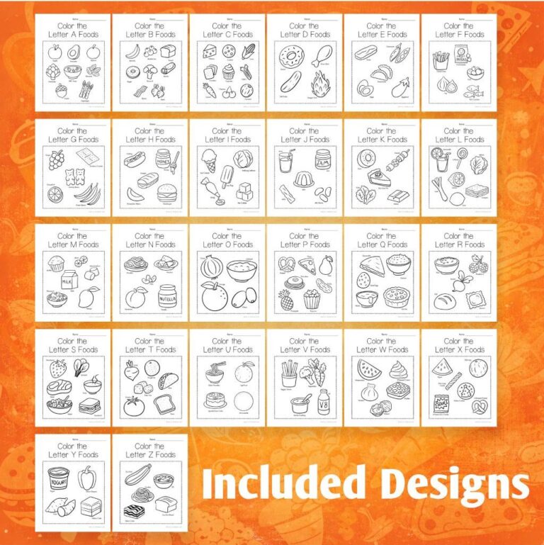ABC Food Coloring Pages for Kids | A–Z Alphabet Food-Themed Coloring ...