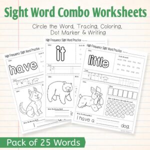 Sight Word Activity Bundle – Volume 2 | 25 Printable Worksheets for Preschool & Kindergarten