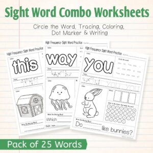 Sight Word Activity Bundle – Volume 4 | 25 Printable Worksheets for Preschool & Kindergarten
