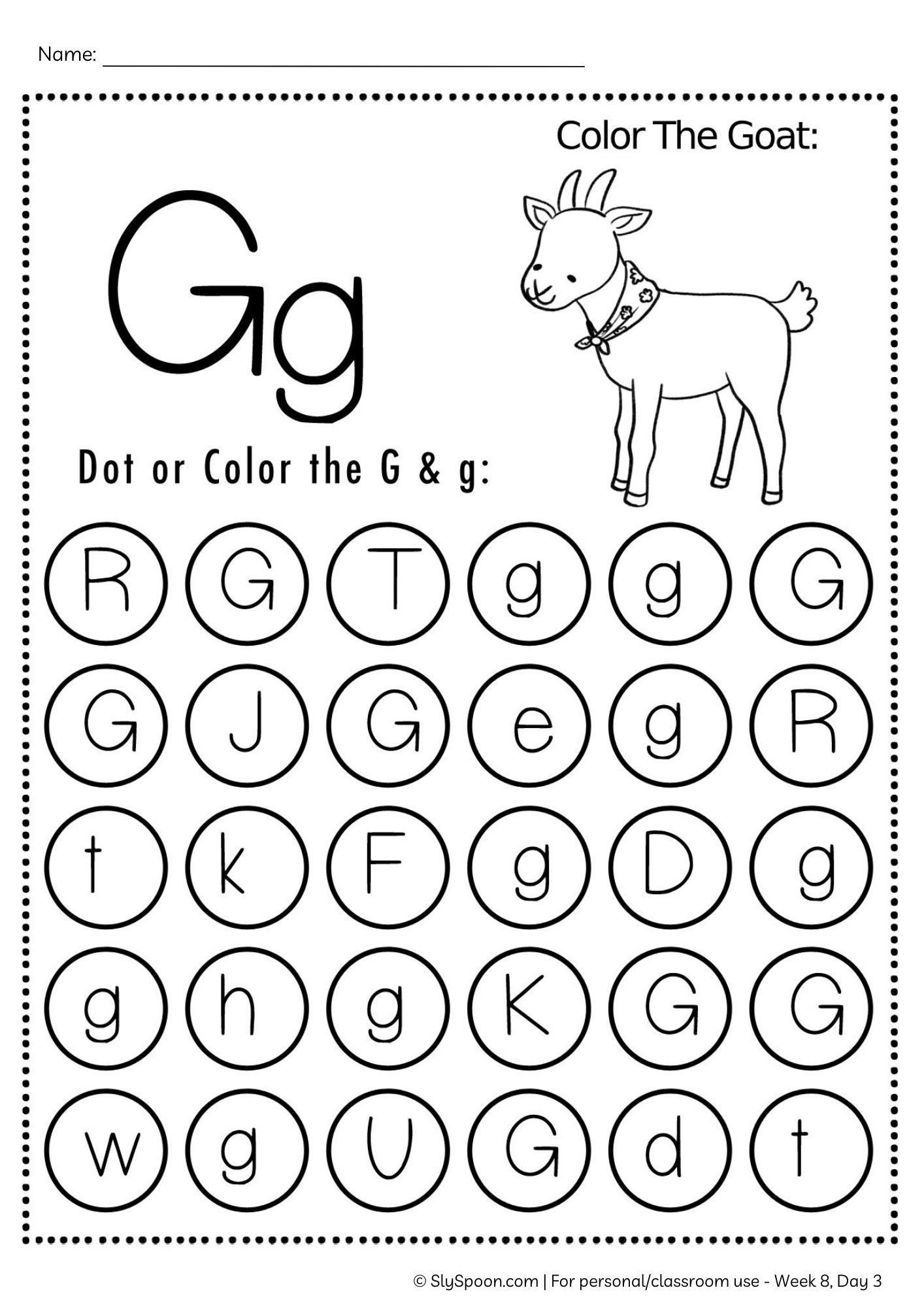 Free Printable Letter G Dot Marker worksheet