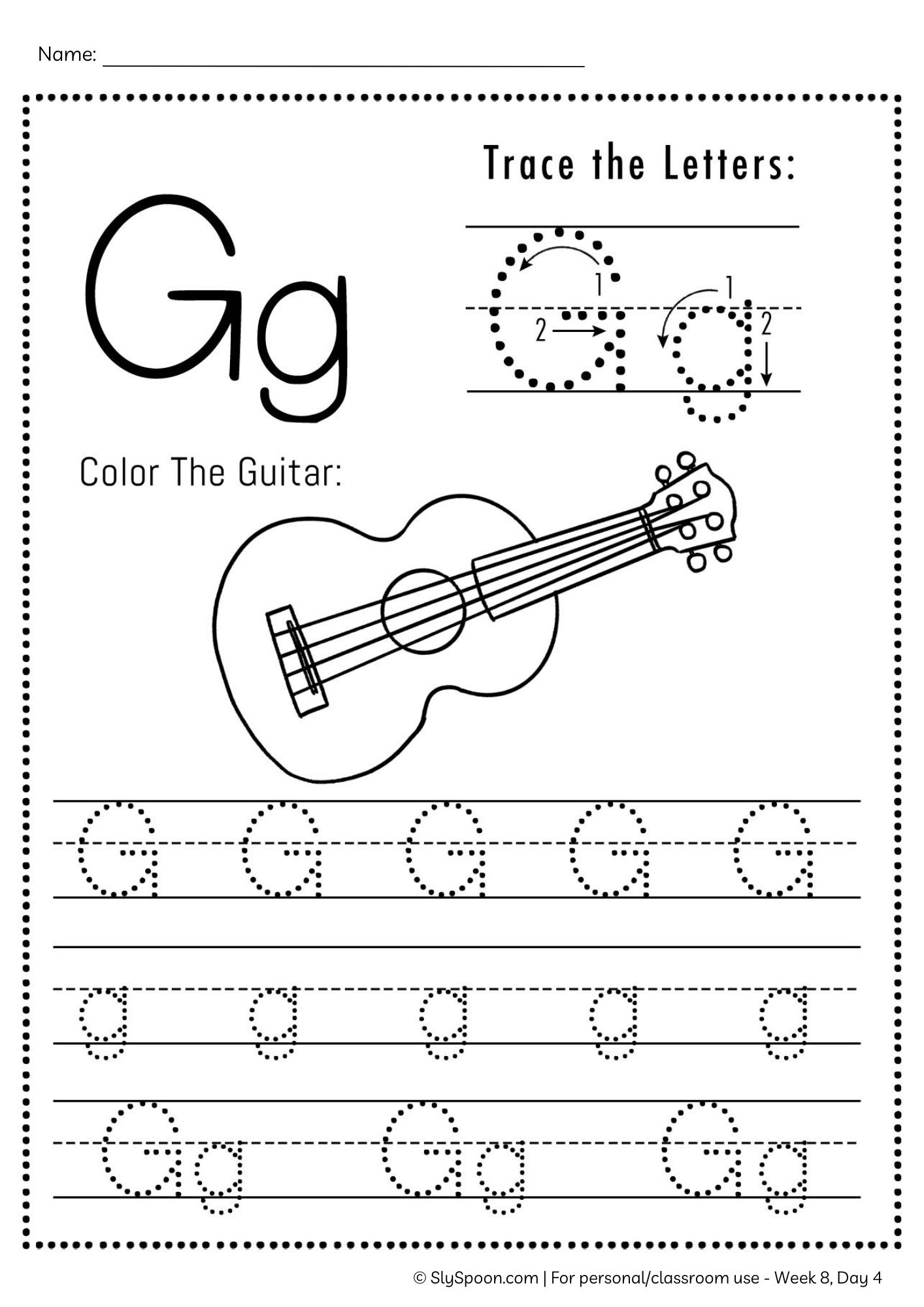 Free Letter G Tracing Worksheet