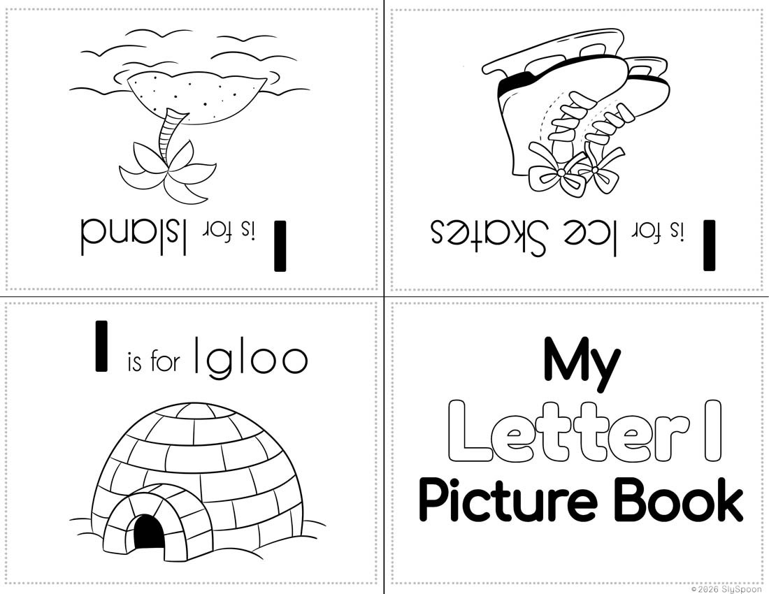 Free Printable My Letter I Picture book foldable coloring book with letter recognition help for early literacy units