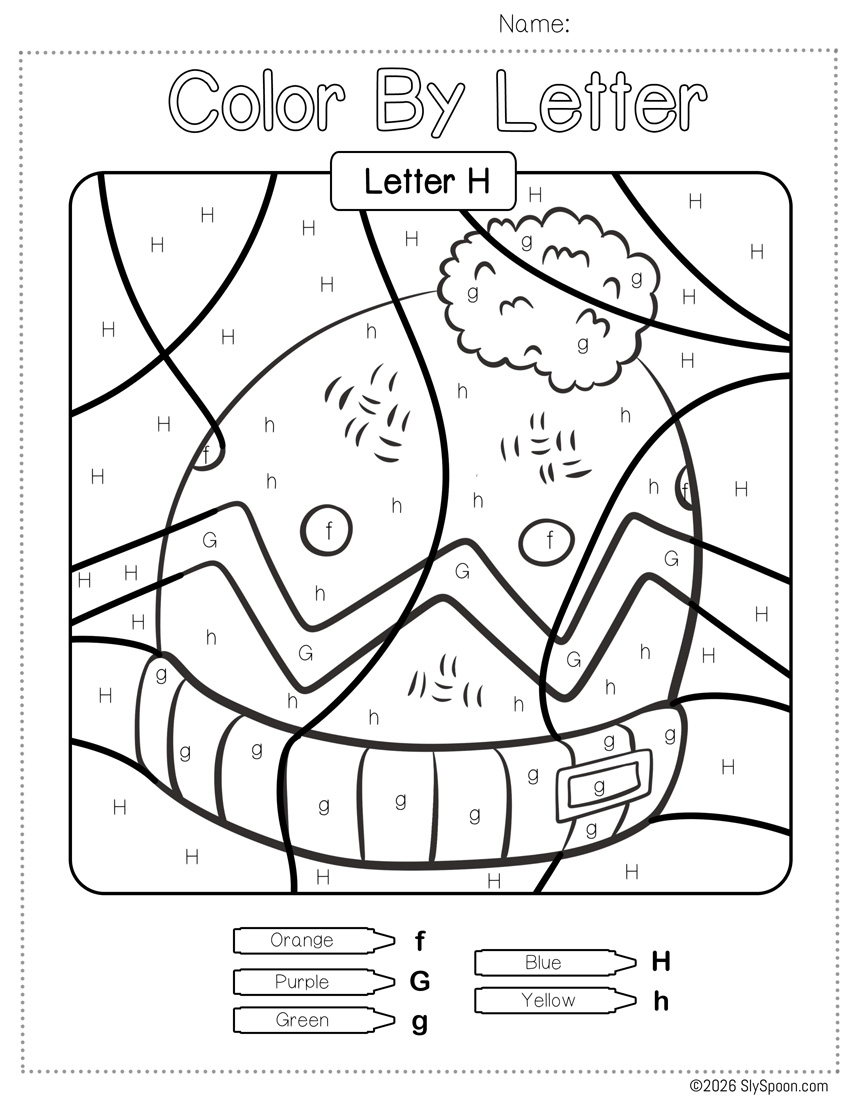 Free Color by Number Color By Letter H Worksheet