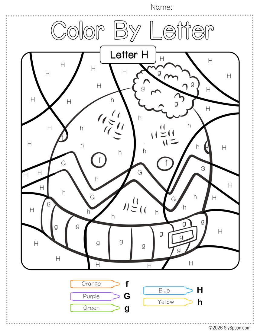 Free Color by Number Color By Letter H Worksheet