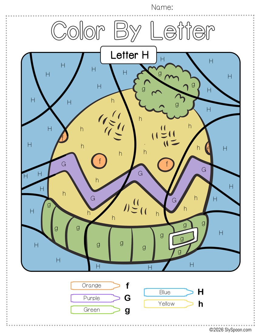 Free Color by Number Color By Letter H Worksheet