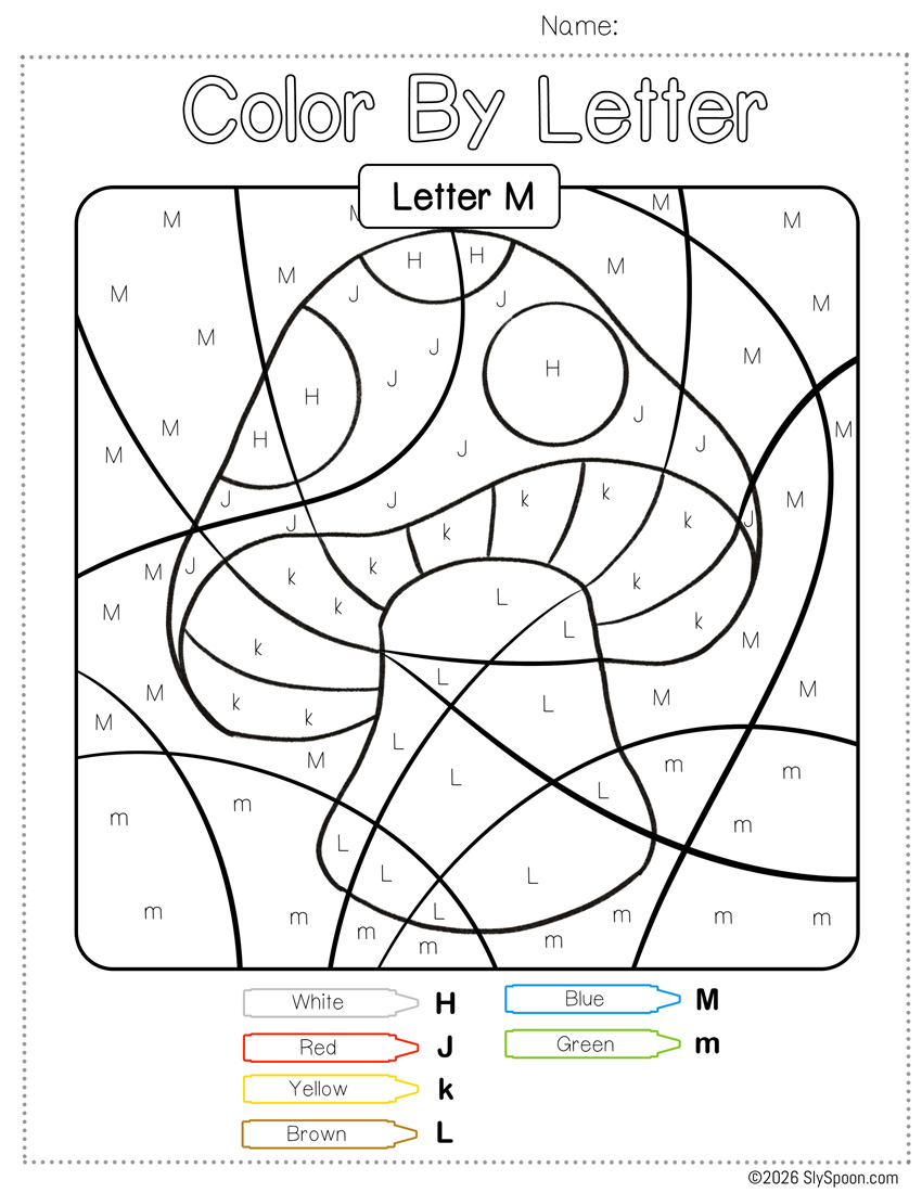 Free Color by Number Color By Letter M Worksheet