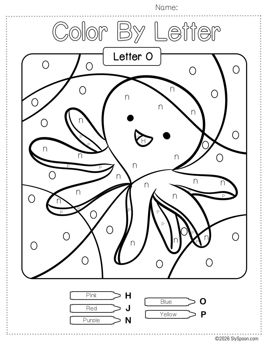 Free Color by Number Color By Letter O Worksheet