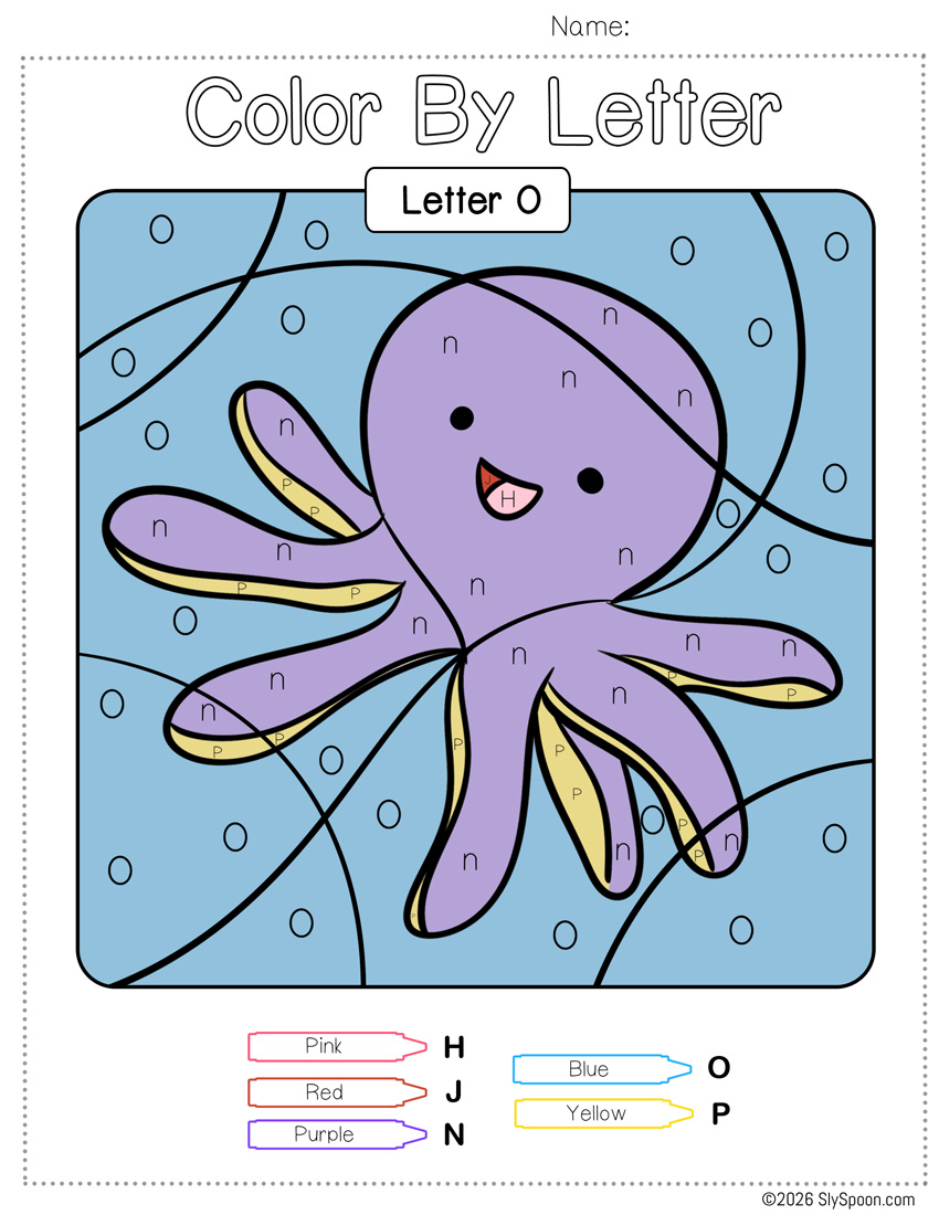 Free Color by Number Color By Letter O Worksheet