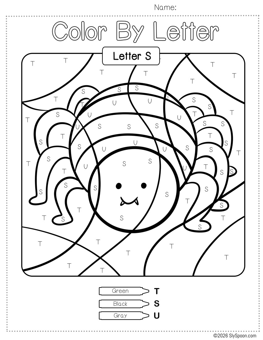 Free Color by Number Color By Letter S Worksheet