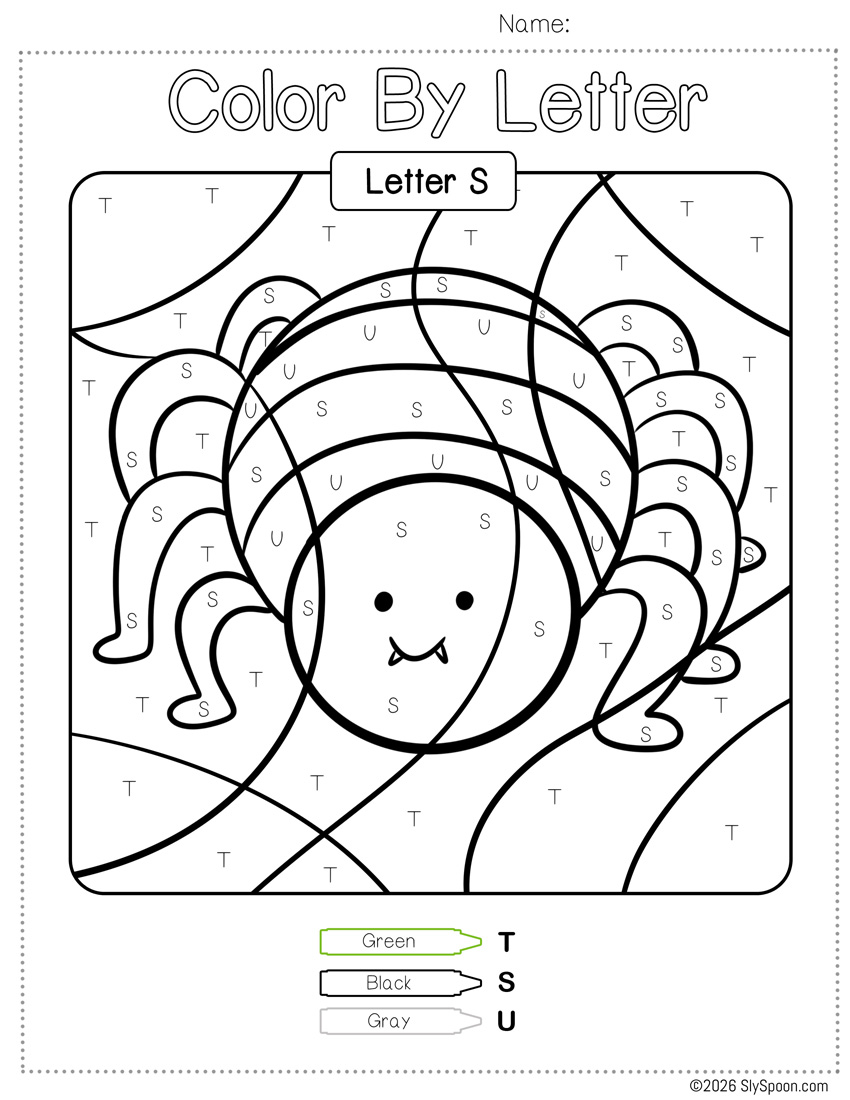 Free Color by Number Color By Letter S Worksheet