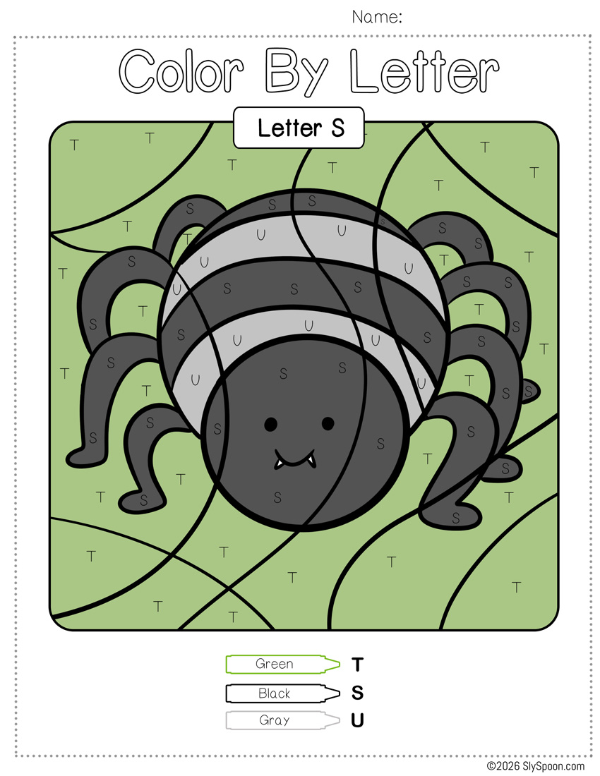 Free Color by Number Color By Letter S Worksheet
