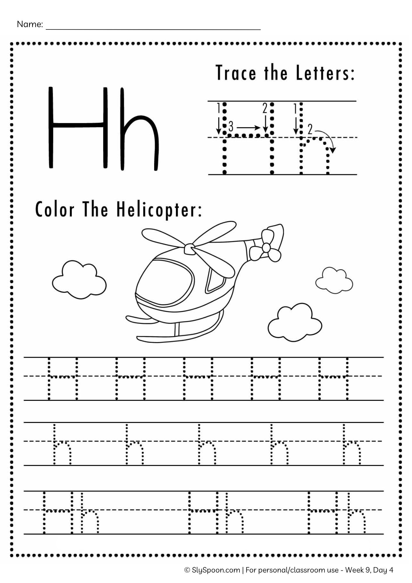 Free Letter H Tracing Worksheet