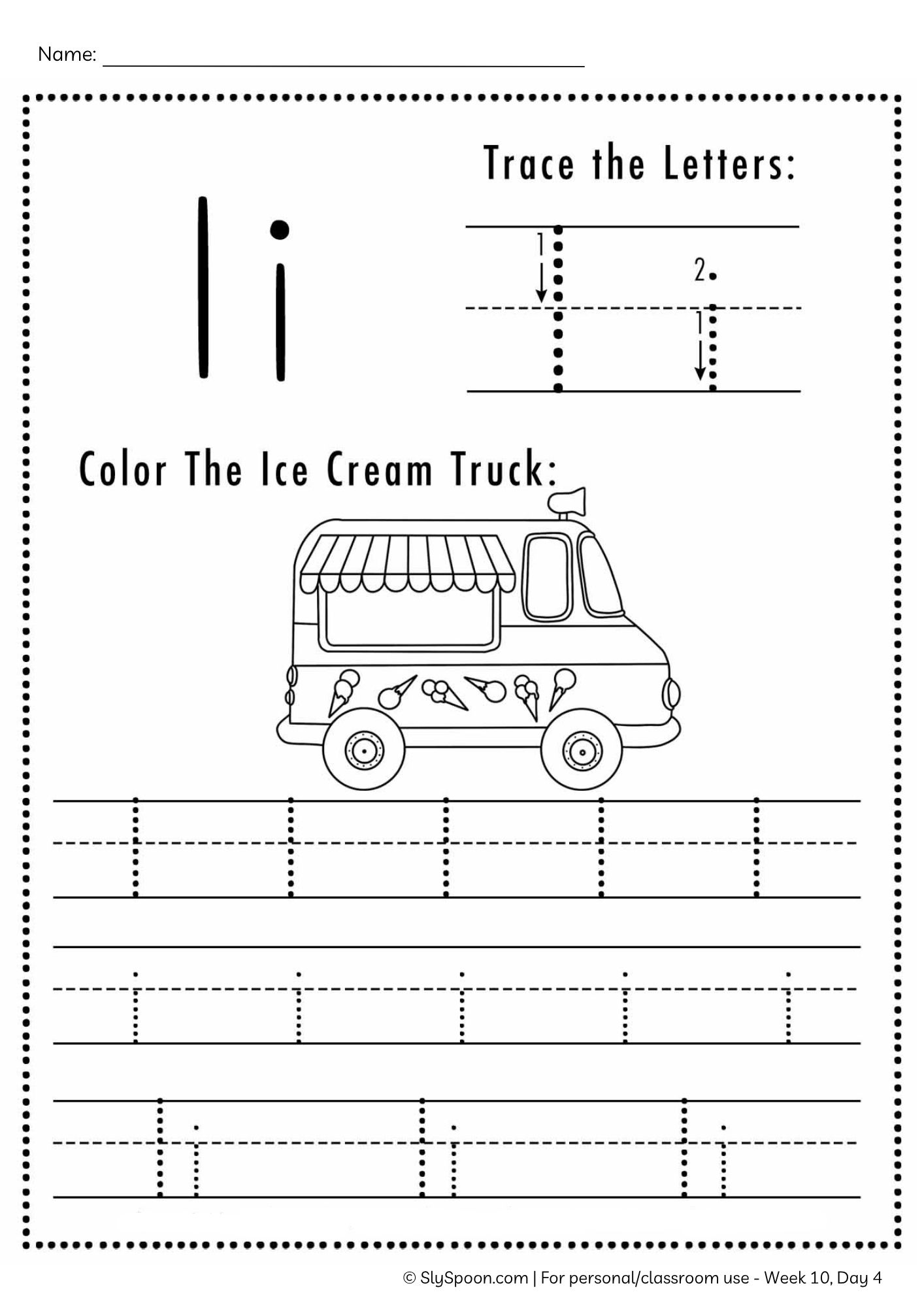 Free Letter I Tracing Worksheet