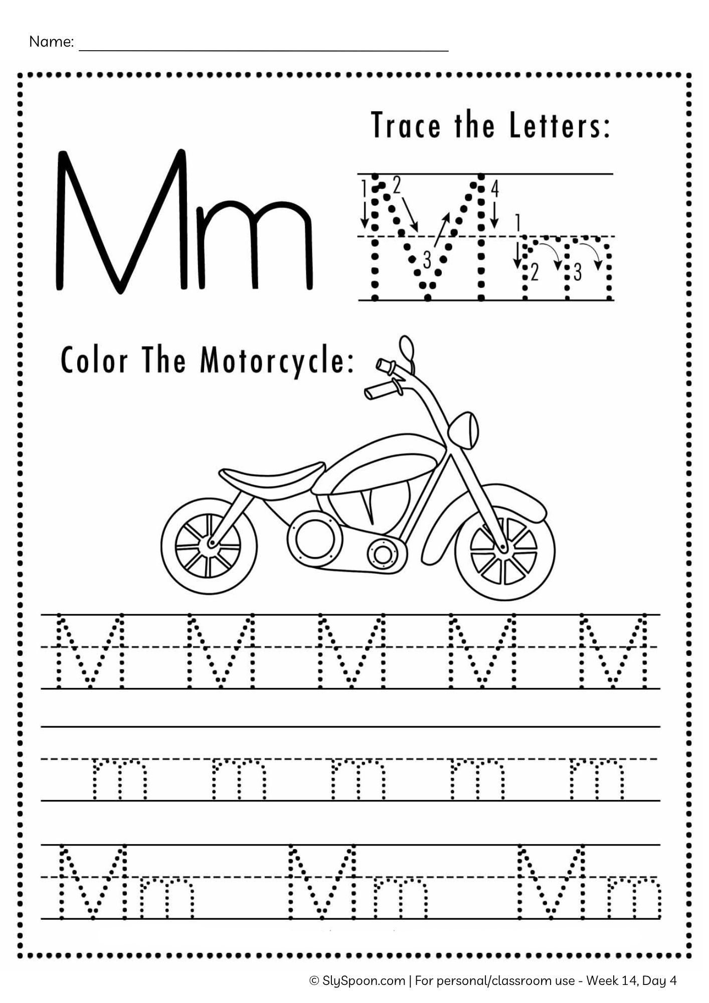 Free Letter M Tracing Worksheet