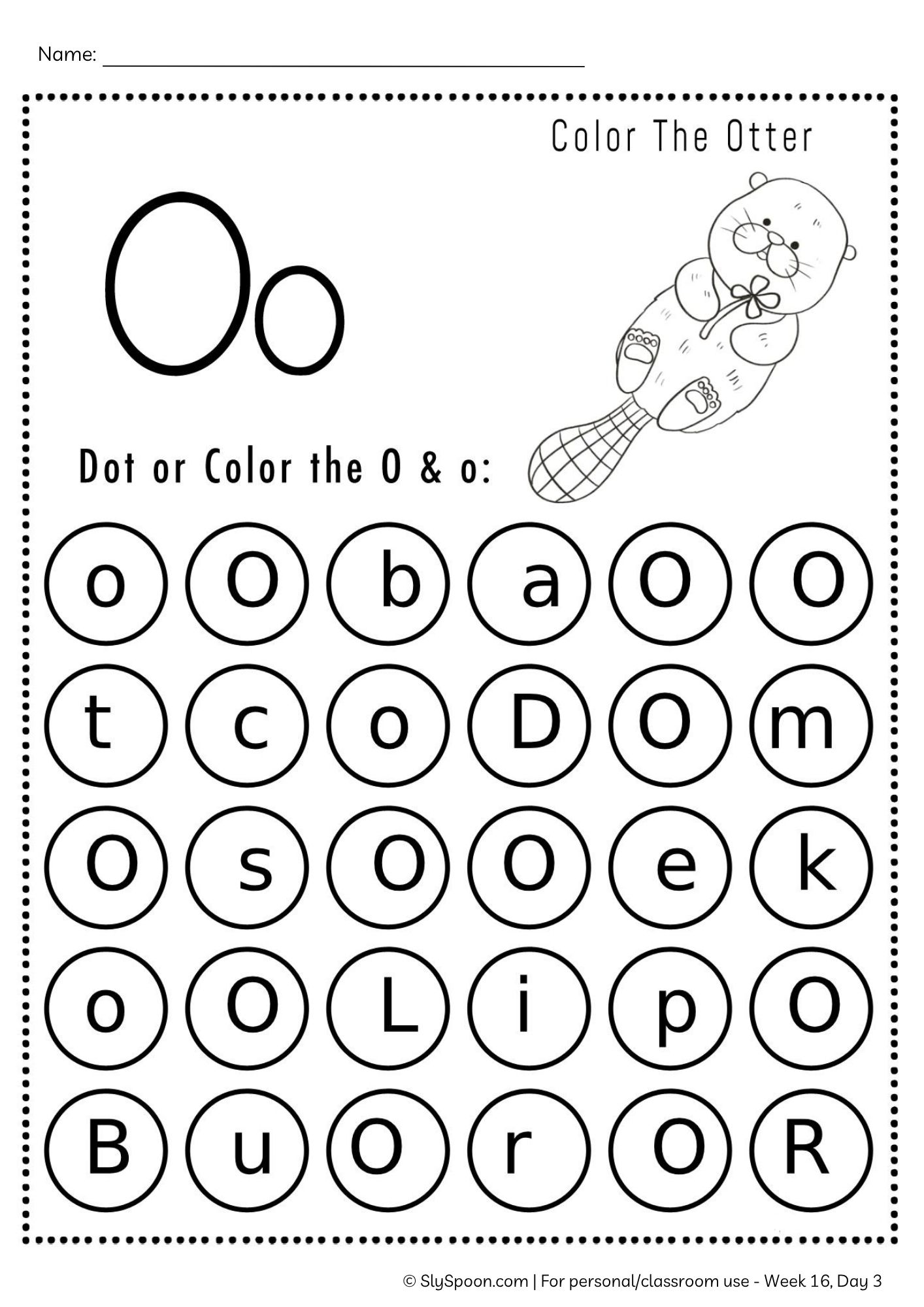 Free Printable Letter O Dot Marker worksheet