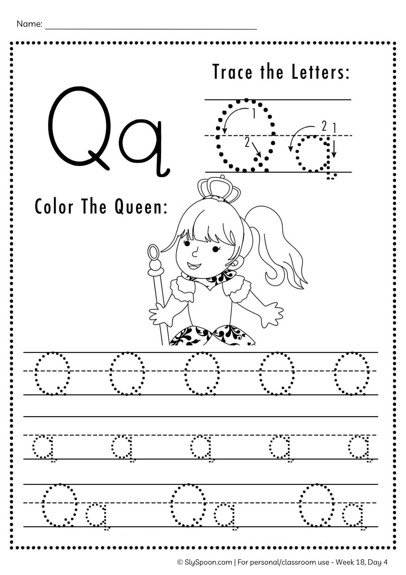 Free Letter Q Tracing Worksheet