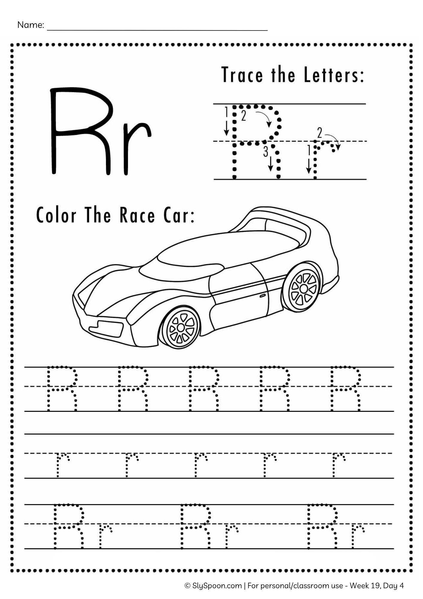 Free Letter R Tracing Worksheet