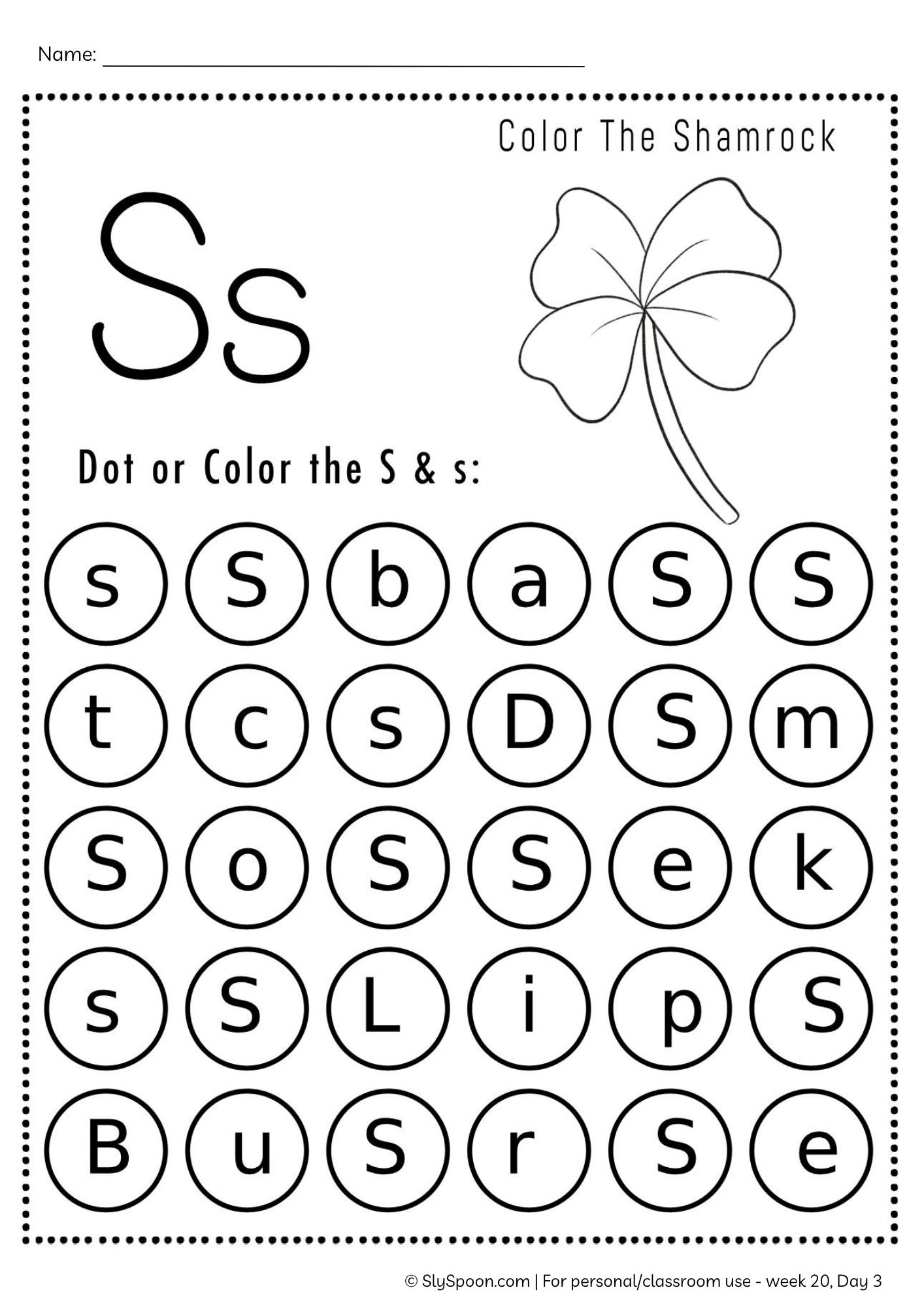 Free Printable Letter S Dot Marker worksheet