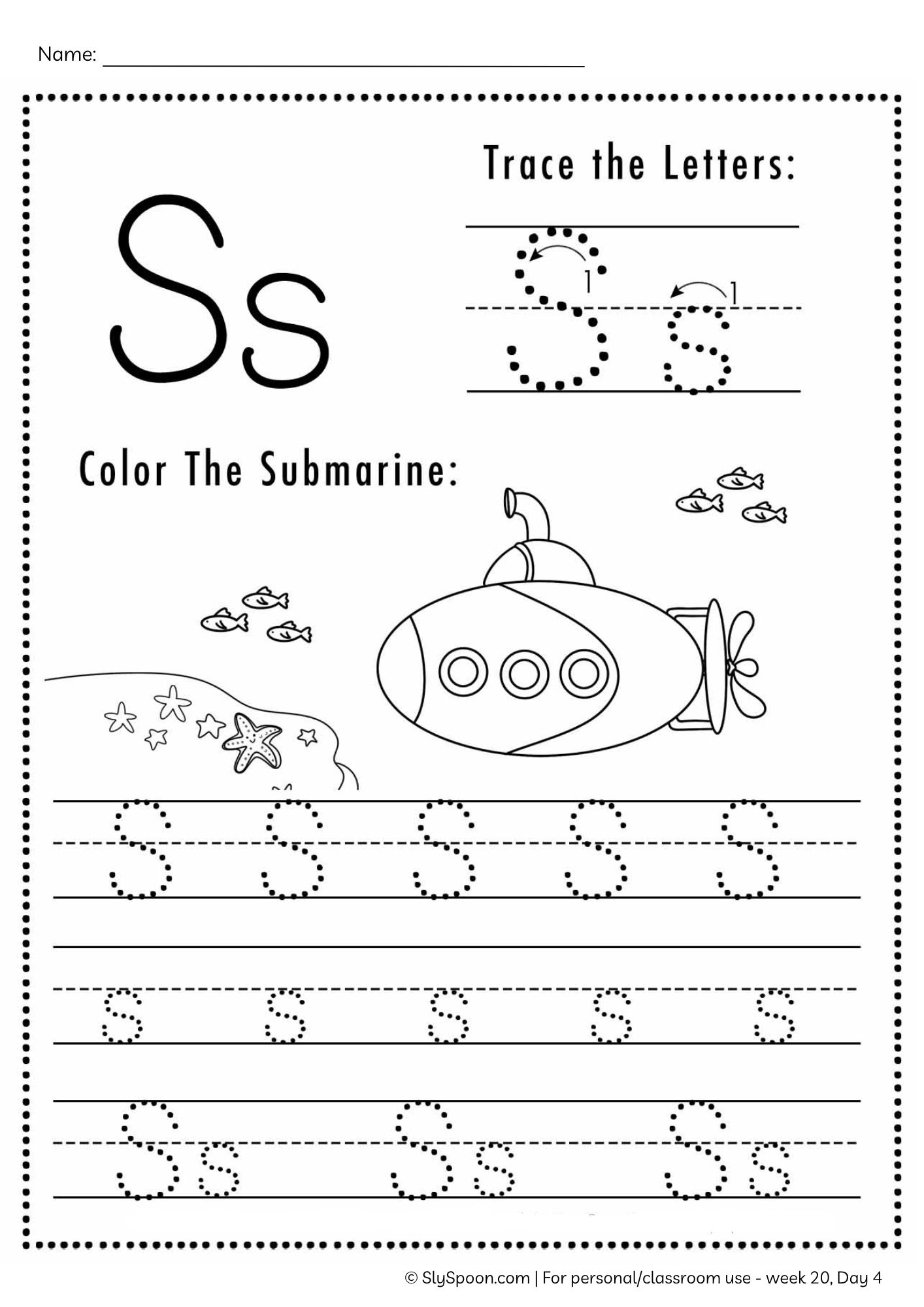 Free Letter S Tracing Worksheet