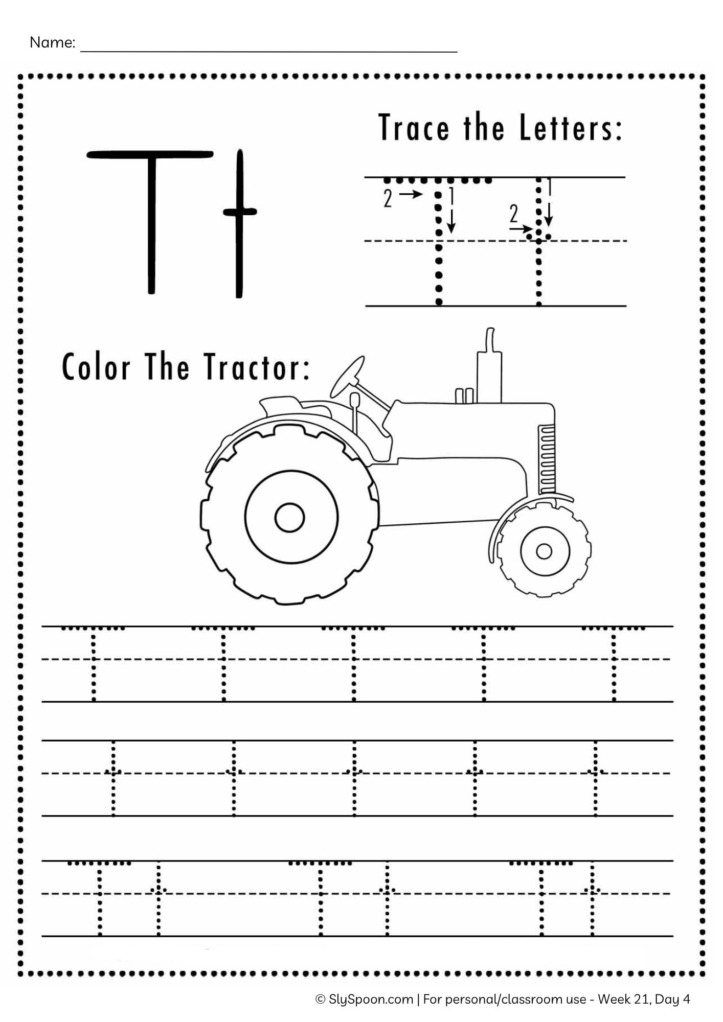 Free Letter T Tracing Worksheet