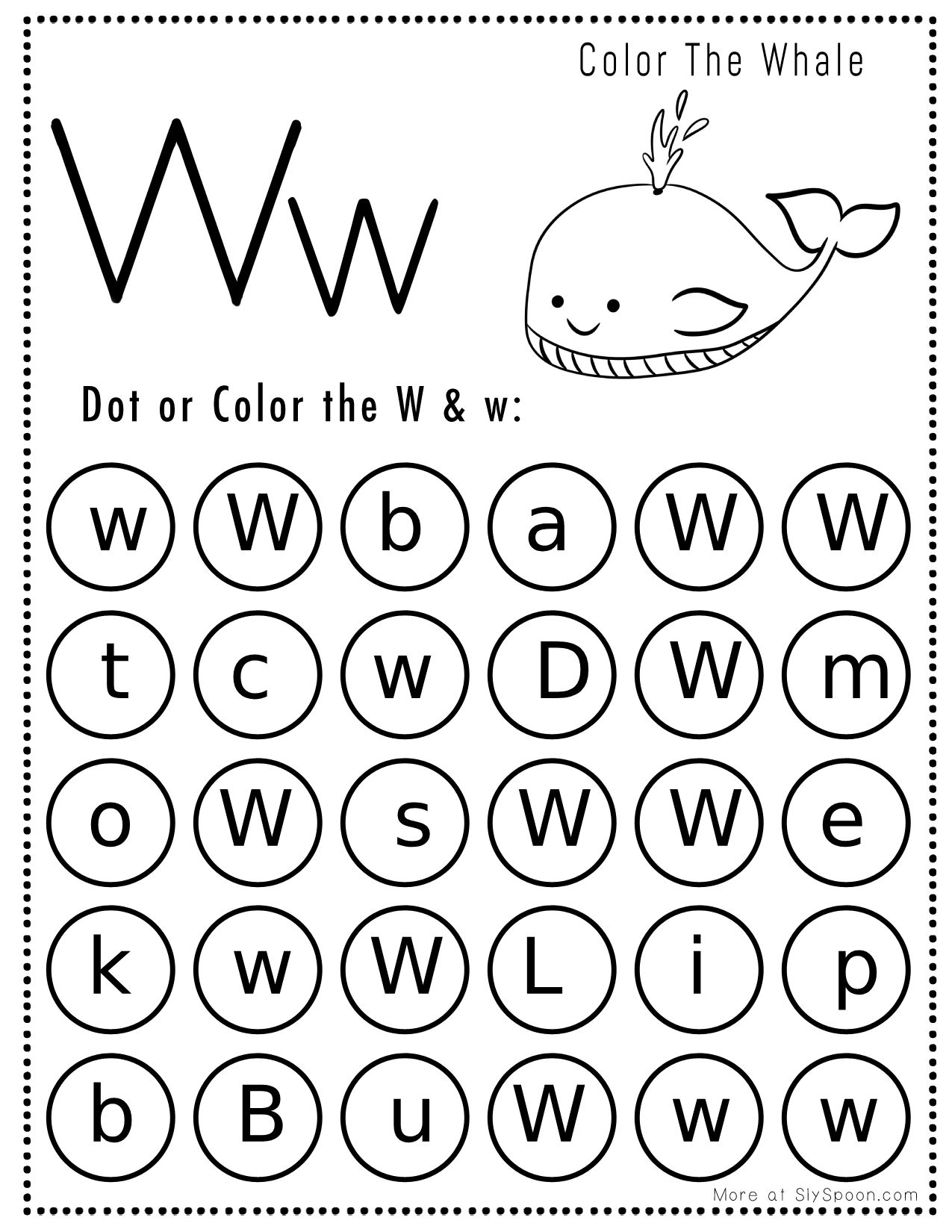 Free Printable Letter W Dot Marker worksheet