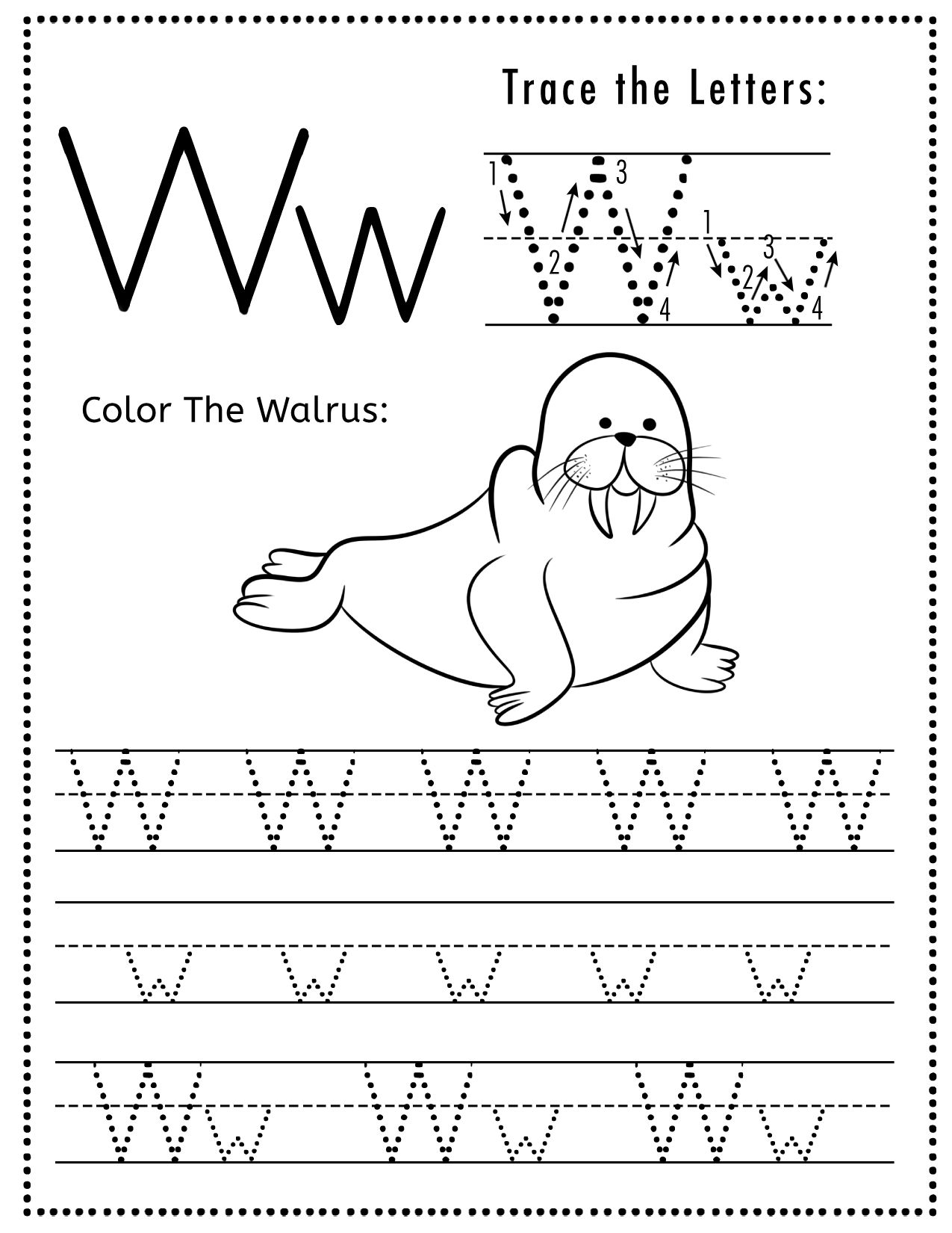 Free Letter W Tracing Worksheet