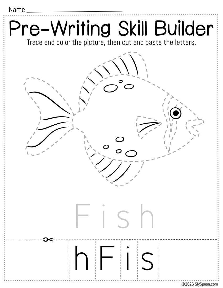 Free Letter F Trace Cut Paste Worksheet