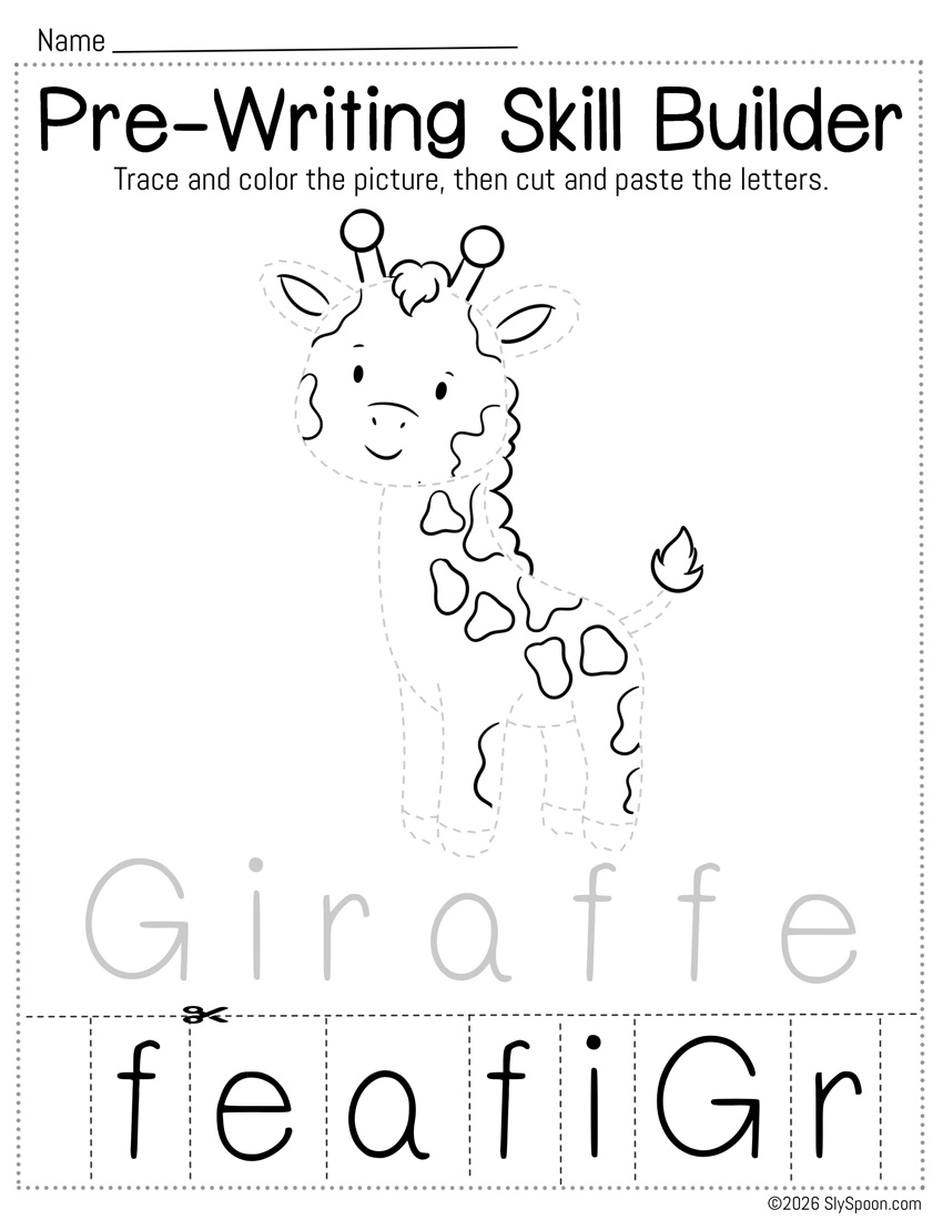 Free Letter G Trace Cut Paste Worksheet