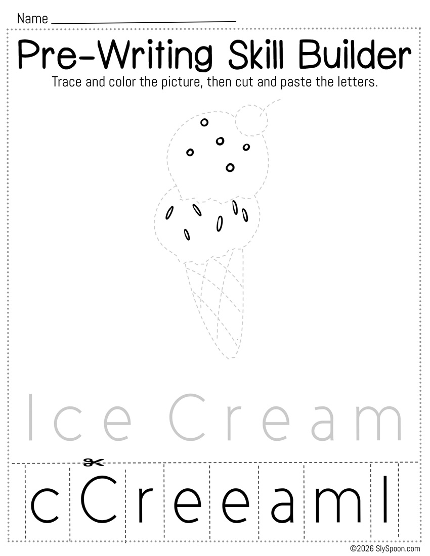 Free Letter I Trace Cut Paste Worksheet