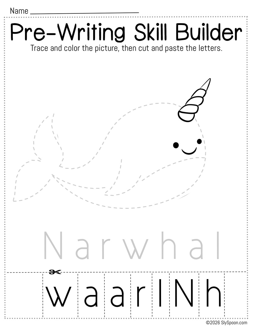 Free Letter N Trace Cut Paste Worksheet